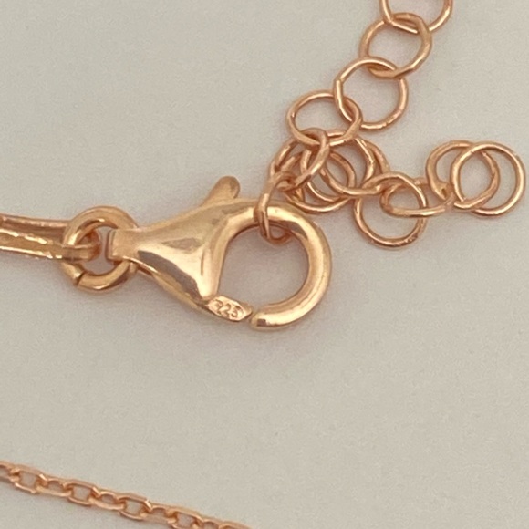 Butterfly necklace 925 silver white pink enamel cz - Picture 3 of 5